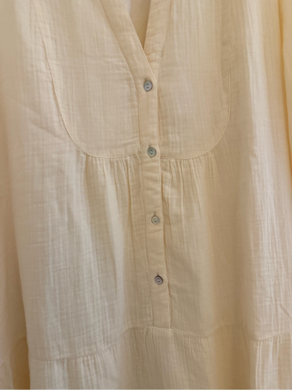 Quince Organic Cotton Gauze Tiered Cream Dress, Large - Picture 6 of 13
